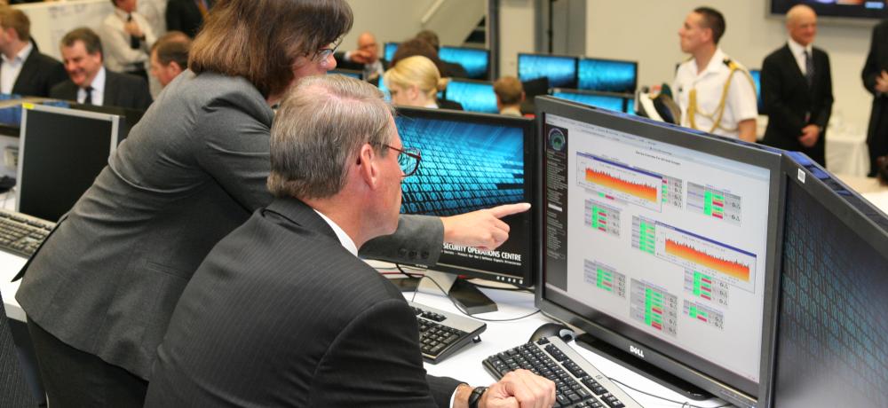 The Minister for Defence, Senator John Faulkner at the opening of Defence’s new Cyber Security Operations Centre in Canberra.