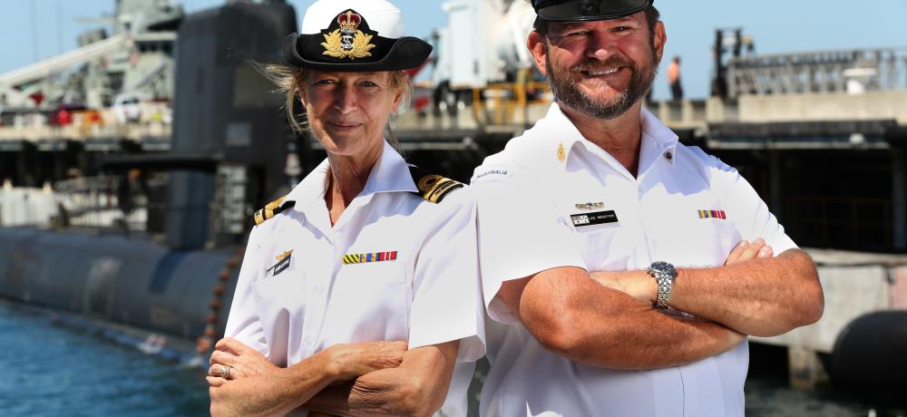 Lieutenant Karin Leepere with Chief Petty Officer Lee Webster near Diamantina Pier at Fleet Base West.