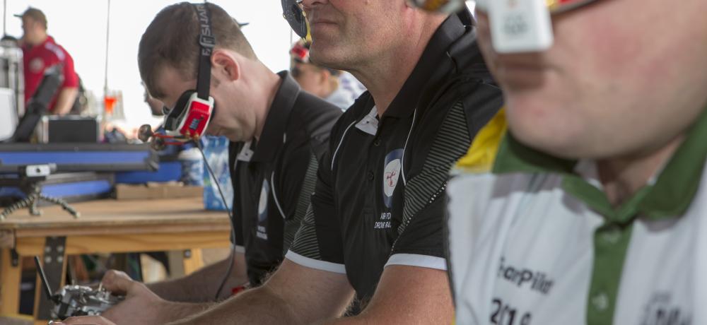 ADF Drone Racing team members compete during the Edinburgh Air Show 2019.