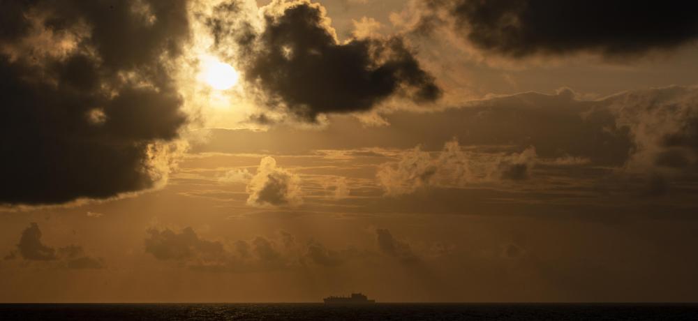 USNS Chesar Chavez prepares to conduct a replenishment at sea with HMAS Parramatta in the South China Sea.