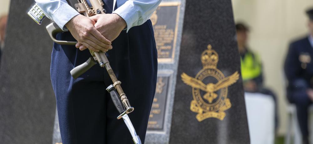 RAAF member stands as part of the Catafalque party, during the Battle of Britain 2021 Commemoration held at Torrens Parade Ground, Adelaide, South Australia.