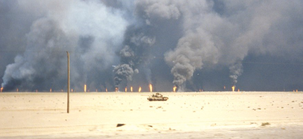 Oil fields on fire in Kuwait during Operation Damask.