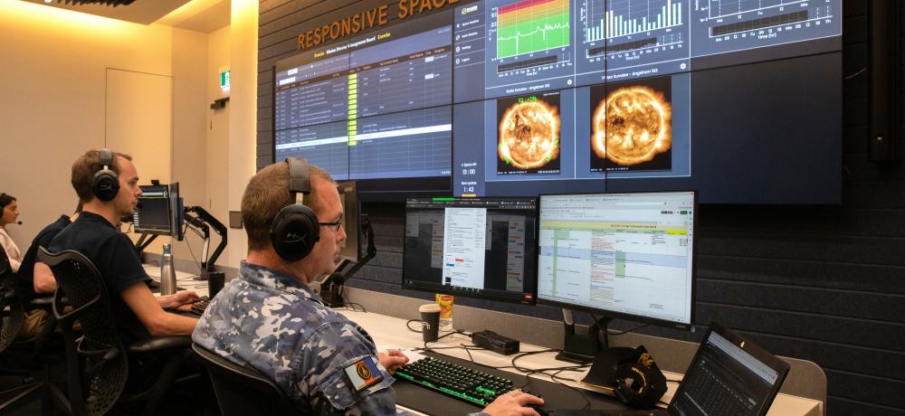 Australian Defence Force and Department of Defence personnel from Defence Space Command (DSpC) and Defence Science and Technology Group, work alongside an industry team led by SABER Astronautics in the Responsive Space Operations Centre at LOT 14 in Adelaide, as part of the Pacific Cell for the April 2022 Sprint Advanced Concept Training (SACT) event.