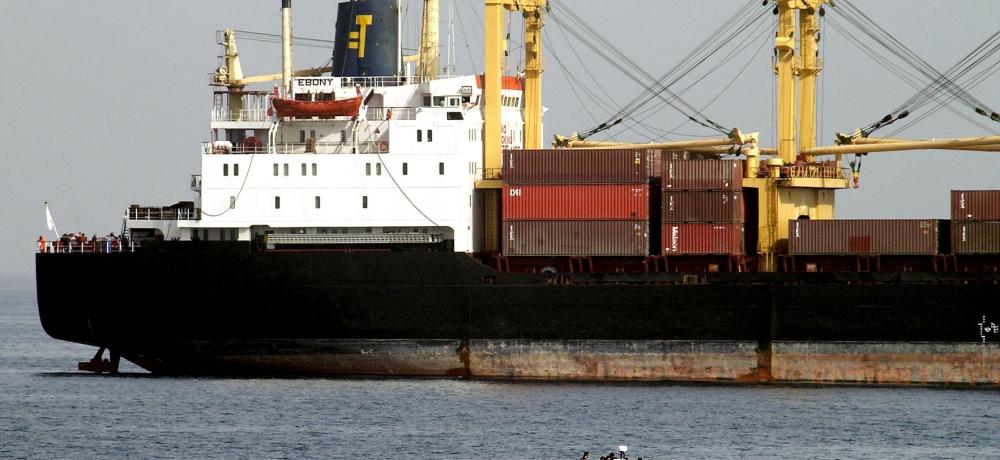 RHIB containing HMAS Manoora's Boarding Party moving towards a suspect container ship in which they will search each container. Persian Gulf.