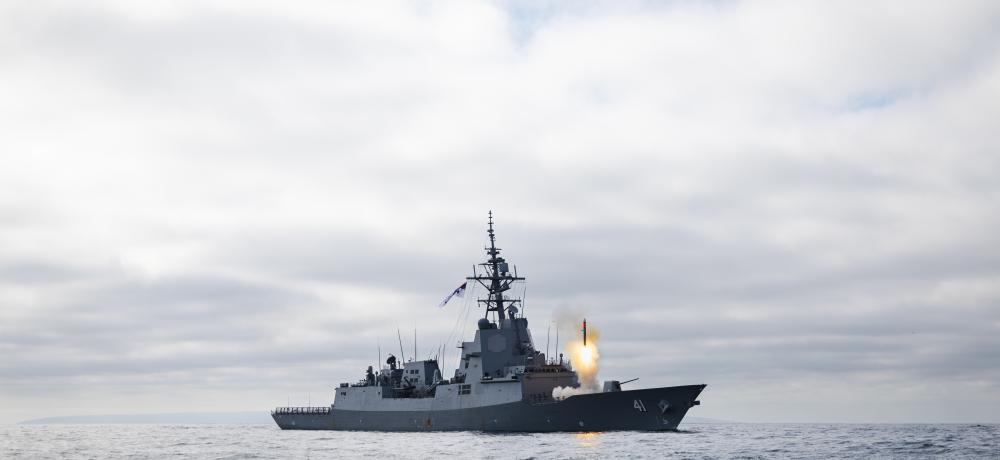 HMAS Brisbane fires a Tomahawk Weapon System off the coast of San Diego, USA.