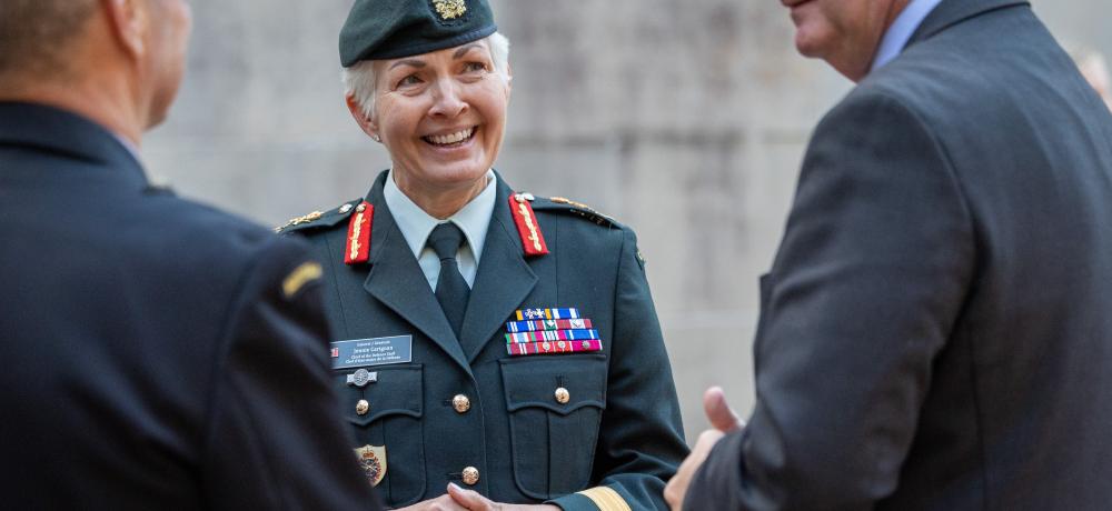 Chief of the Defence Force, Admiral David Johnston AC RAN and Director of the Australian War Memorial Matt Anderson PSM with Chief of the Canadian Defence Staff Jennie Carignan, CMM, MSC, MSM, CD, Last Post