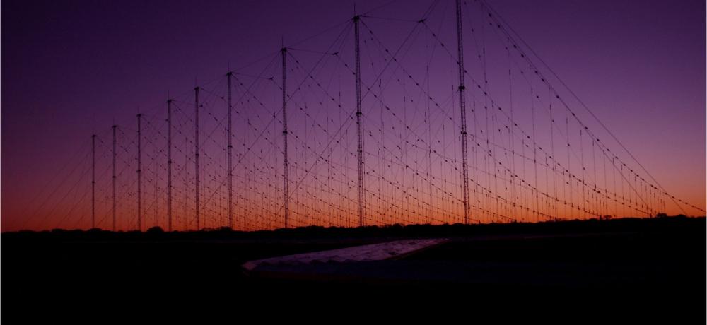 A Jindalee Operational Radar Network(JORN) transmitter site at sunset, Harts Range, Alice Springs.