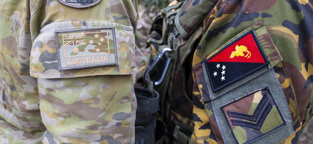 An Australian Army soldier and a Papua New Guinea Defence Force soldier after securing the Charters Towers Weir as part of exercise Talisman Sabre, Queensland on 21 July 2025.