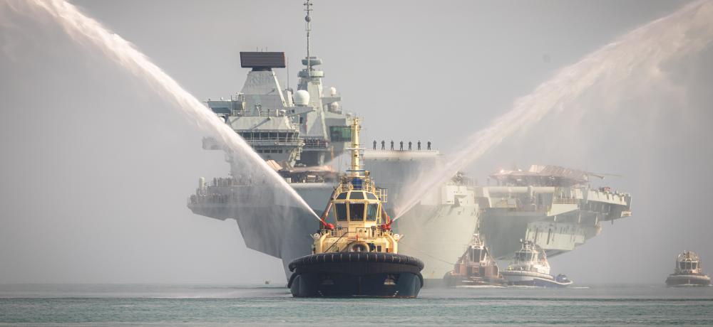 HMS Prince of Wales arrives into the Port of Darwin, during Exercise Talisman Sabre 2025.