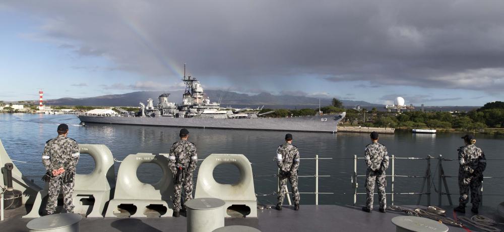 USS Missouri from HMAS Canberra, Pearl Harbor-Hickam
