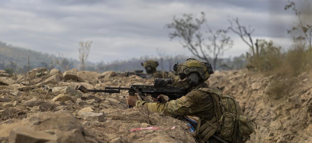 Australian Army soldier from 1st Battalion, trench clearance 