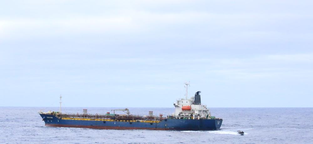 Oil tanker in the Southern Indian Ocean.