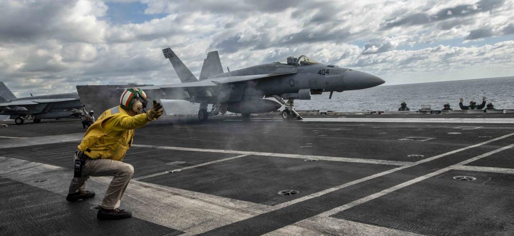 F/A-18E Super Hornet launching from USS Ronald Reagan 