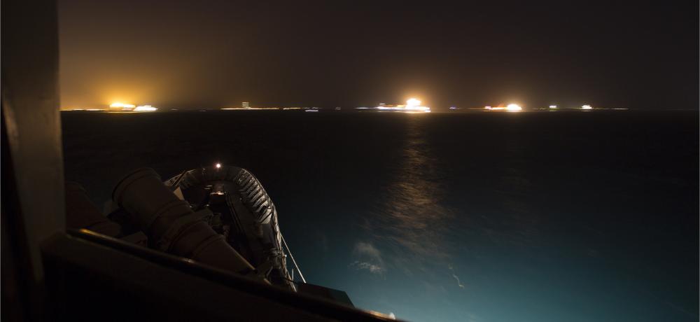 HMAS Anzac approaches the southern entrance to the Suez Canal.
