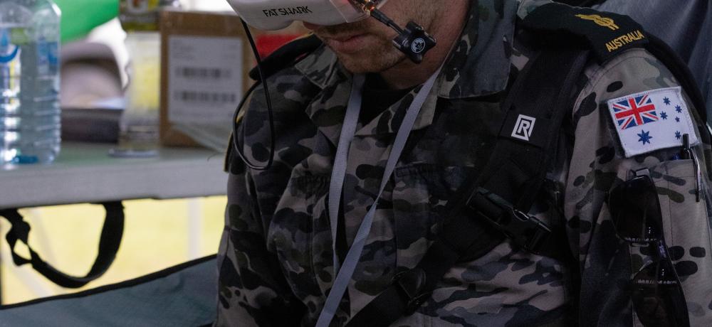 RAN Drone Racing Team pilot at Airshows Downunder Drone Racing Tournament 