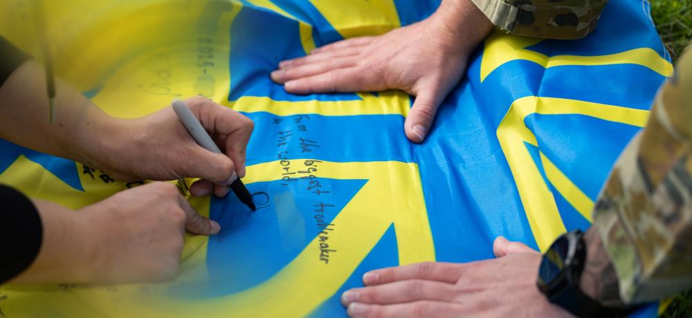 Ukrainian flag signing.