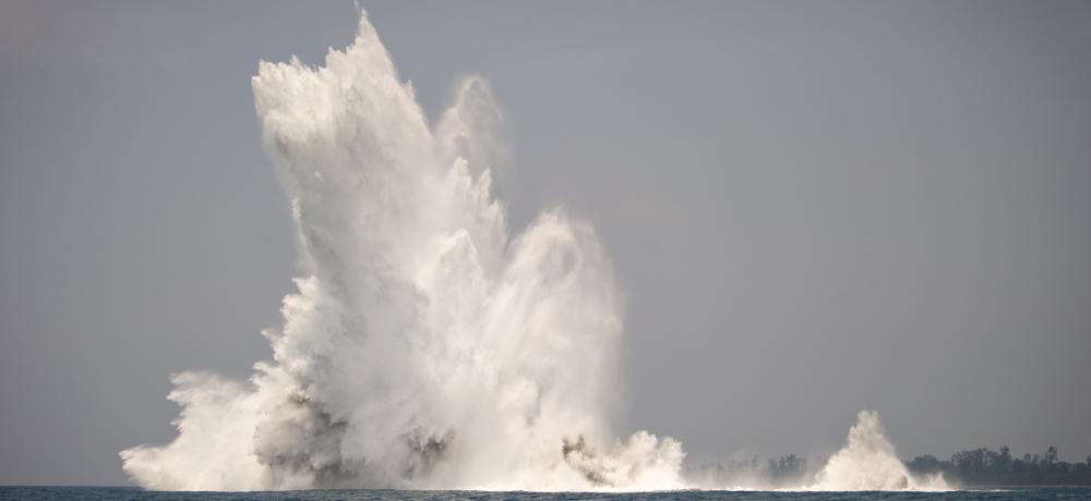 War II High Explosive is destroyed just off the coast of Bougainville 
