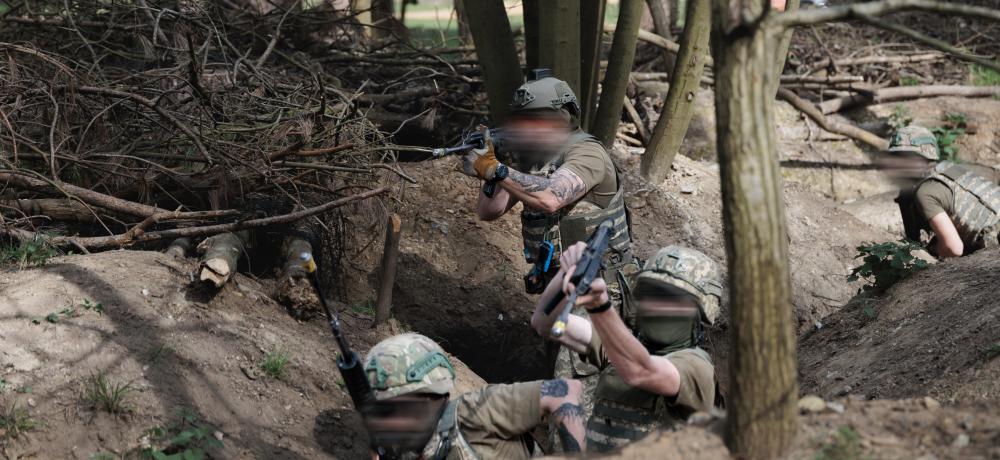 Ukrainian personnel clear a trench Operation KUDU 26.