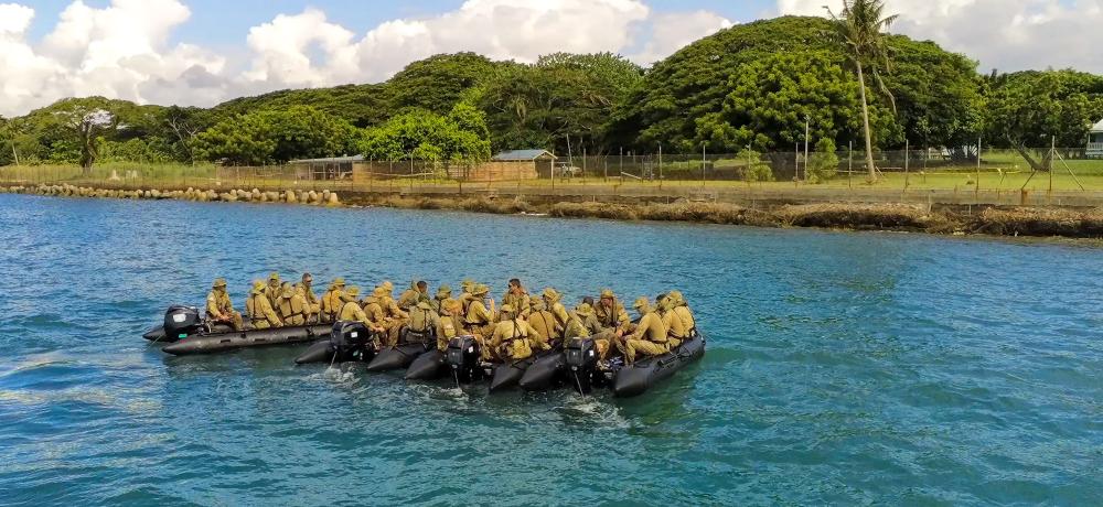Australian Army sappers, small boats, Fiji Military Forces, Solomon Islands.