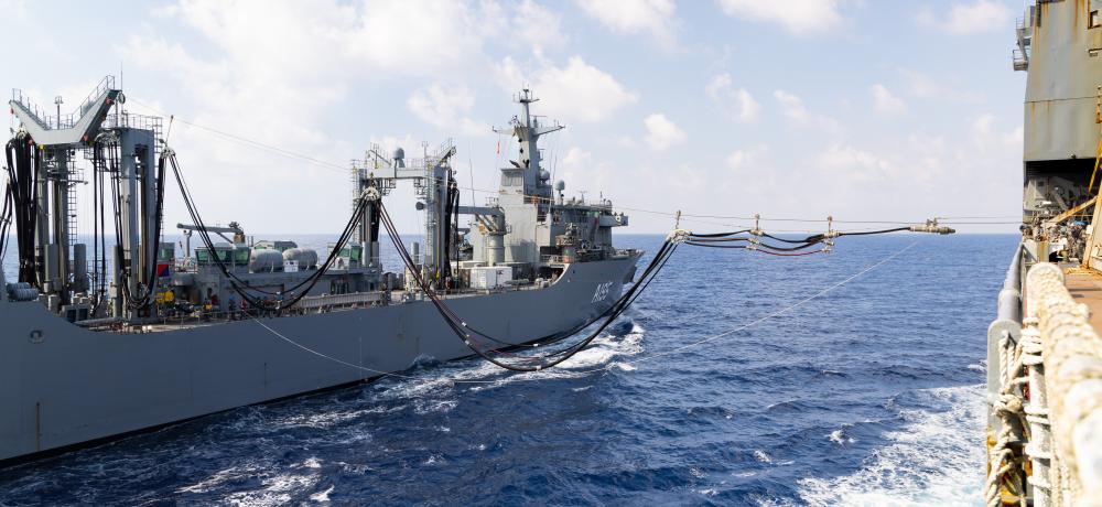 HMAS Supply and HMAS Choules conduct a replenishment at sea during Pacific Partnership 2026.