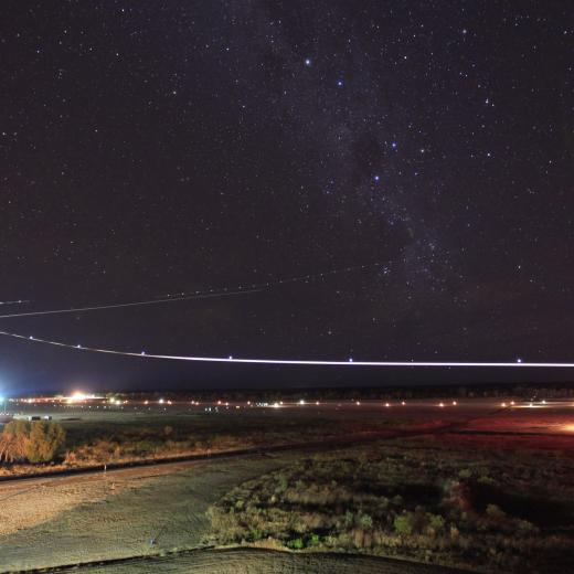 Night time take off by a pair of F/A-18A Hornets from RAAF Base Tindal during Exercise Pitch Black.