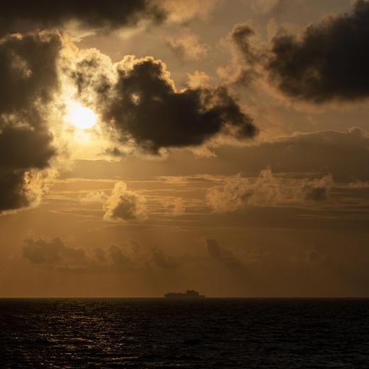 USNS Chesar Chavez prepares to conduct a replenishment at sea with HMAS Parramatta in the South China Sea.