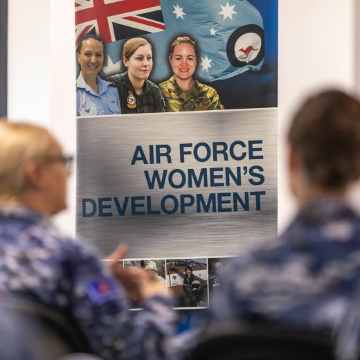 Royal Australian Air Force personnel at the Women's Integrated Networking Group meet and greet event at RAAF Base Williamtown, New South Wales.