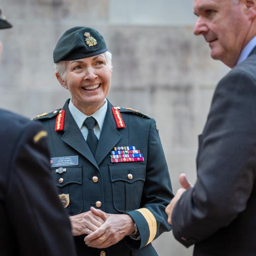 Chief of the Defence Force, Admiral David Johnston AC RAN and Director of the Australian War Memorial Matt Anderson PSM with Chief of the Canadian Defence Staff Jennie Carignan, CMM, MSC, MSM, CD, Last Post