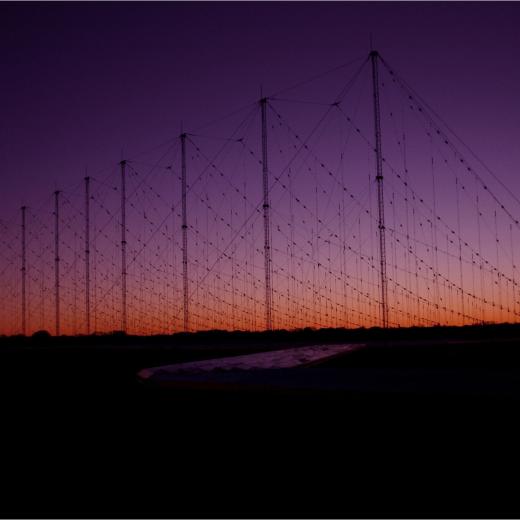 A Jindalee Operational Radar Network(JORN) transmitter site at sunset, Harts Range, Alice Springs.