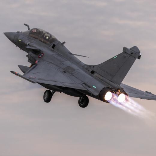 French Air and Space Force Rafale departs RAAF Base Darwin for a night flying mission as part of Exercise Pitch Black 24.