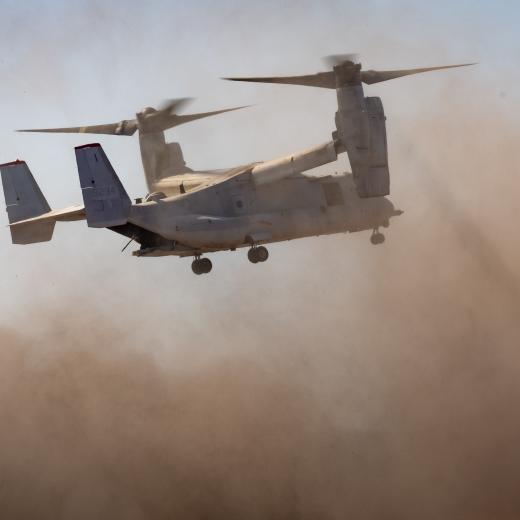A Marine Rotational Force - Darwin MV22B Osprey during Exercise Talisman Sabre 2025 at Bradshaw Field Training Area in the Northern Territory.