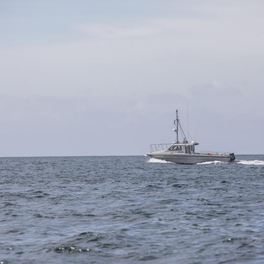 RAN Maritime Warfare Centre and Thales are conducting a testing and evaluation event in conjunction with Maritime Deployable Robotic and Autonomous Systems Experimentation Unit of a 38 ft Steber Unmanned Surface Vehicles (USVs) used to conduct mine sweeping operations.