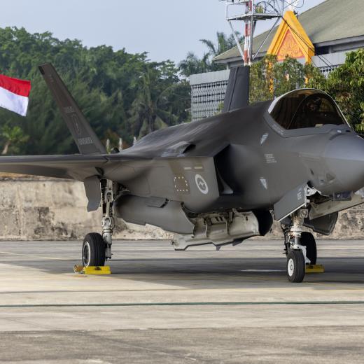 Royal Australian Air Force F-35A Lightning II aircraft from No. 77 Squadron prepares for flight during Exercise ELANG AUSINDO, Indonesia, 2025.