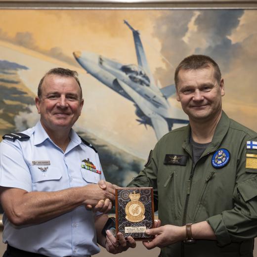 Air Commodore Peter Robinson and Commander Finnish Air Force, Major-General Juha-Pekka Keränen