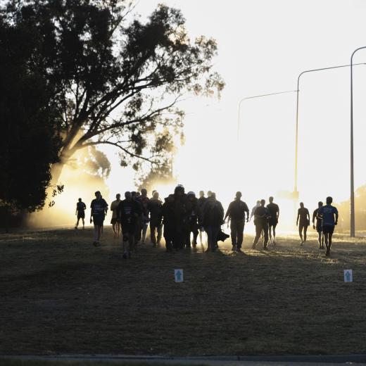 The Joint Explosive Ordnance Support team walk the last lap during the Bravery Trust Dusk Till Dawn 12hr challenge