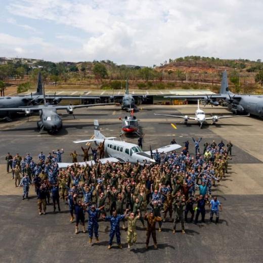 Pacific partner nation members and aircraft at the first Air Transport Wing Open Day at Port Moresby, Papua New Guinea.