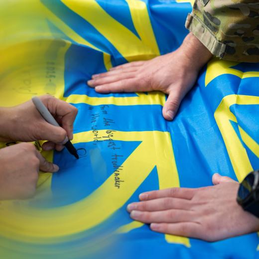 Ukrainian flag signing.