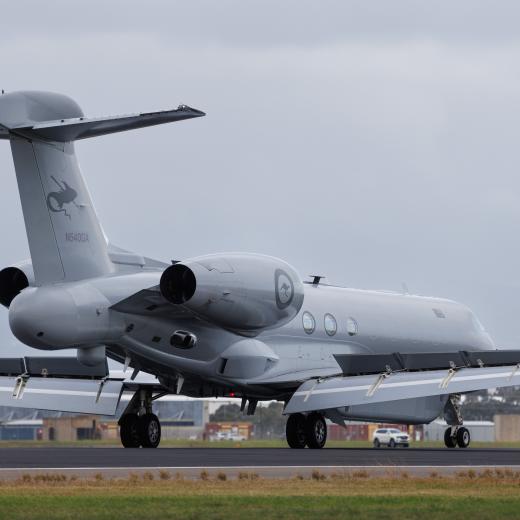 The third Peregrine lands for the first time at RAAF Base Edinburgh.
