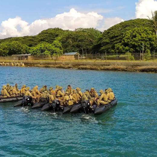 Australian Army sappers, small boats, Fiji Military Forces, Solomon Islands.