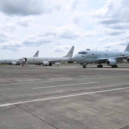 Poseidon aircraft from the Royal Australian Air Force, and a Japan Maritime Self-Defense Force (JMSDF) Kawasaki P-1.