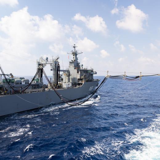 HMAS Supply and HMAS Choules conduct a replenishment at sea during Pacific Partnership 2026.