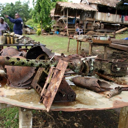 American machinegun WW2 memorial display Honiara.
