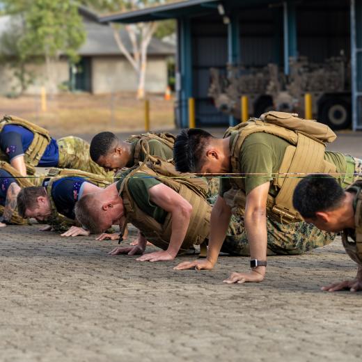 8th/12th Regiment, Royal Australian Artillery, and Marines from India Battery 2/11, 2nd Marine Division, Marine Rotational Force-PT  Robertson Barracks.