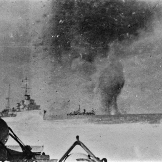 Historic imagery of HMAS Sydney II (D 48).