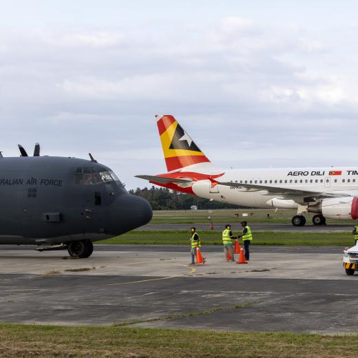 Hercules arrives at  Dili, Timor-Leste, Indo-Pacific Endeavour 25.